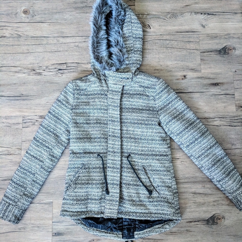 Jack by BB Dakota Woven Jacket with faux fur hood!